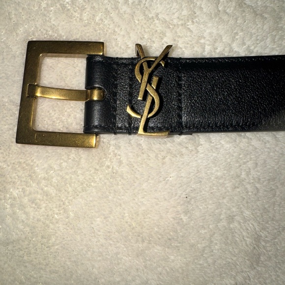 YSL - Saint Laurent Paris Women’s Logo Belt Black Size 85 Gold Hardware. EUC - Picture 11 of 16